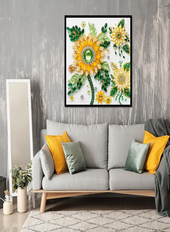 PPuzzling Crystal Sunflowers Puzzle 1000 Pieces for Adults, Diamond Jewel Flowers Art Jigsaw Puzzles, Challenging Nature Plant Puzzle as Floral Decor - Image 3