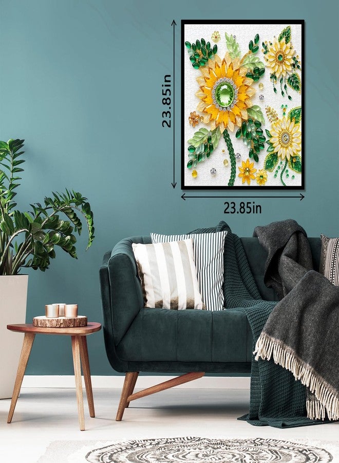 PPuzzling Crystal Sunflowers Puzzle 1000 Pieces for Adults, Diamond Jewel Flowers Art Jigsaw Puzzles, Challenging Nature Plant Puzzle as Floral Decor - Image 5