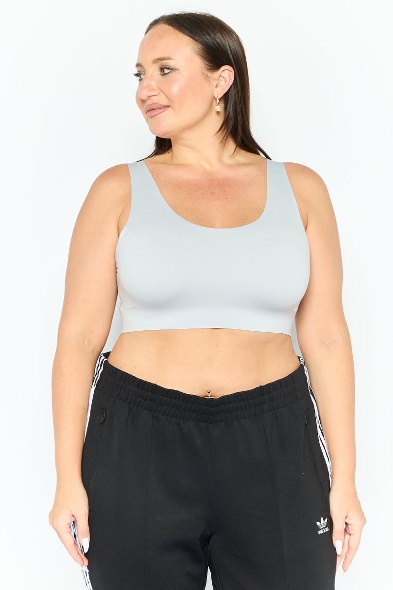 Adidas Women Sportswear Fit Plain Padded Training Bra, Grey - Image 1