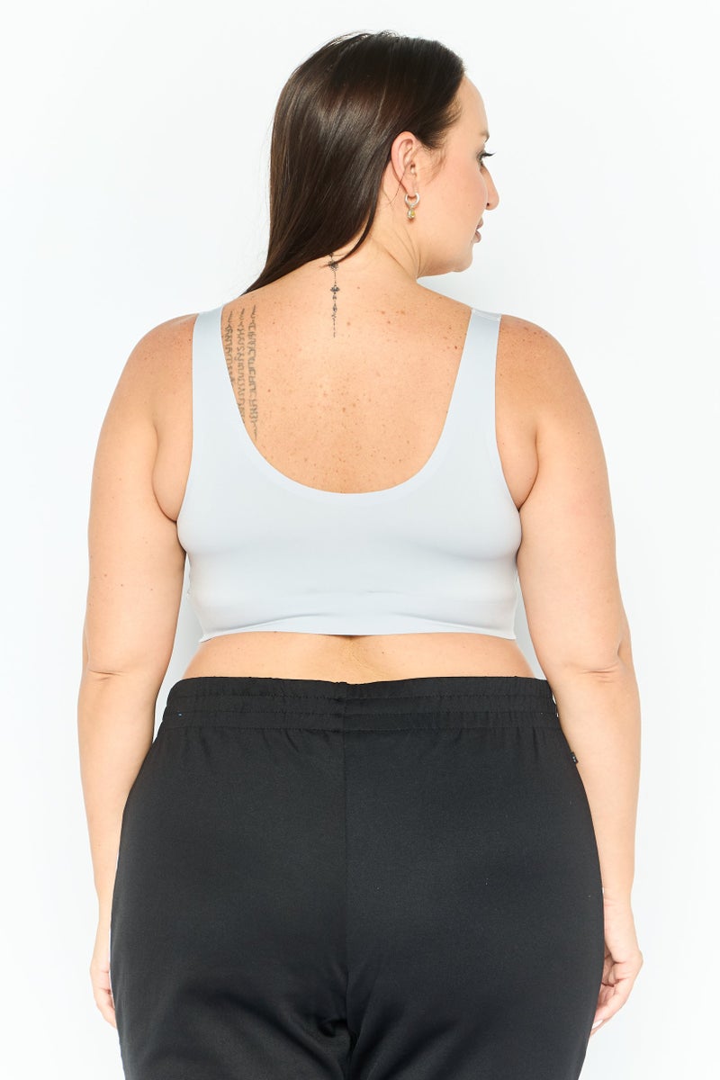 Adidas Women Sportswear Fit Plain Padded Training Bra, Grey - Image 2