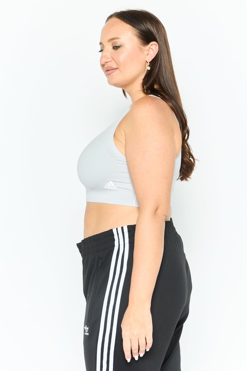 Adidas Women Sportswear Fit Plain Padded Training Bra, Grey - Image 4