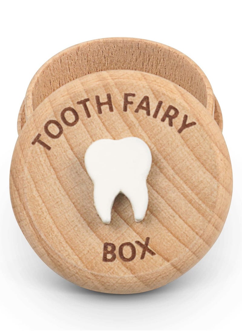 Excefore - Tooth Fairy Box for Kids Keepsake, Baby Tooth Holder, Wooden Saver Organizer, Storage Box for Baby, Toddlers, Boys, Girls, Lost Teeth Birthday Present - Image 1