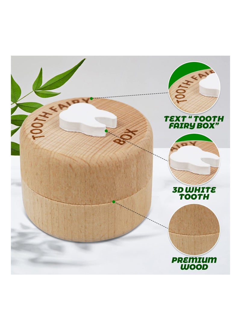 Excefore - Tooth Fairy Box for Kids Keepsake, Baby Tooth Holder, Wooden Saver Organizer, Storage Box for Baby, Toddlers, Boys, Girls, Lost Teeth Birthday Present - Image 1