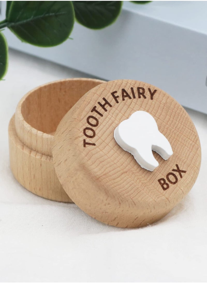 Excefore - Tooth Fairy Box for Kids Keepsake, Baby Tooth Holder, Wooden Saver Organizer, Storage Box for Baby, Toddlers, Boys, Girls, Lost Teeth Birthday Present - Image 1
