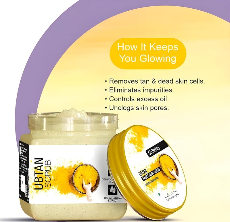 Generic VGSE Ubtan Face Scrub For men and womenwith Sandal Turmeric Extracts and Walnut GranulesNatural Exfoliating Scrub for Glowing SkinParabenFree380 ml  - Image 3