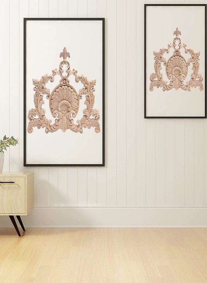 Beoot Wood Carved Corner Furniture Onlay Wooden Applique Unpainted Home Decor(04,23x20cm/9.06x7.87inch) - Image 2