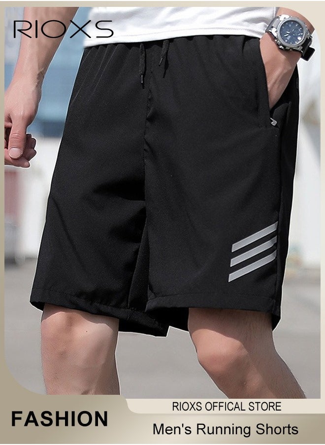 RIOXS Men's Running Shorts, Athleisure Unlined Shorts, Athletic Lightweight Shorts, Breathable Quick-Drying Fitness Short Pants with Zippered Pockets, Moisture-Wicking Sports Shorts For Men, Comfzy Shorts For Exercises/ Daily Wear  - Image 2