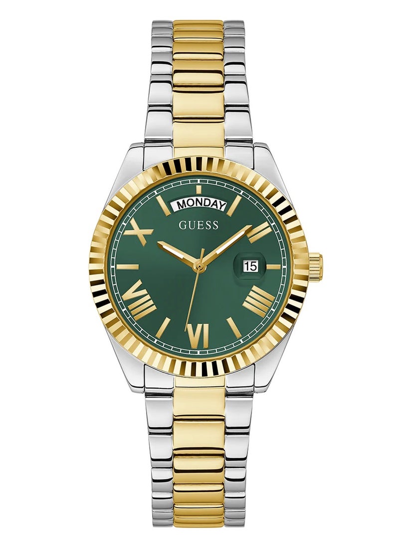 GUESS Womens Luna Two Tone Green Dial Stainless Steel Bracelet Watch- GW0308L5  - Image 1