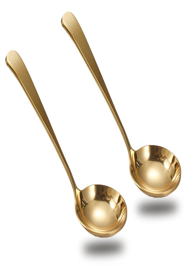 Asanta 2 PCS Small Soup Ladle, 7.7 Inch Sauce ladle, Durable 304 Stainless Steel Gravy Ladle Spoon, Mini Kitchen Serving Ladles for Sauces, Gravy, Salads, Soups, Desserts (Gold) - Image 1