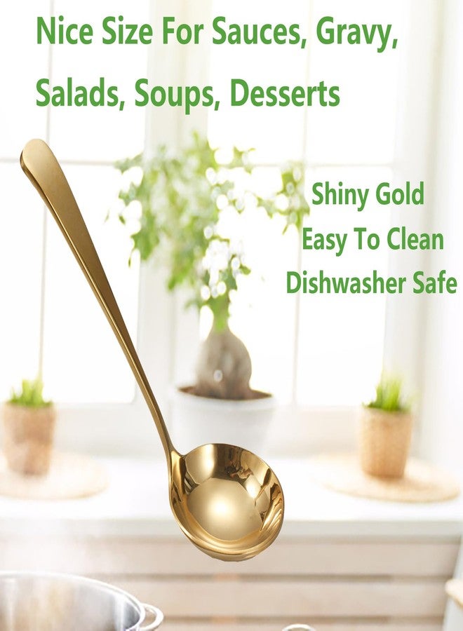 Asanta 2 PCS Small Soup Ladle, 7.7 Inch Sauce ladle, Durable 304 Stainless Steel Gravy Ladle Spoon, Mini Kitchen Serving Ladles for Sauces, Gravy, Salads, Soups, Desserts (Gold) - Image 2