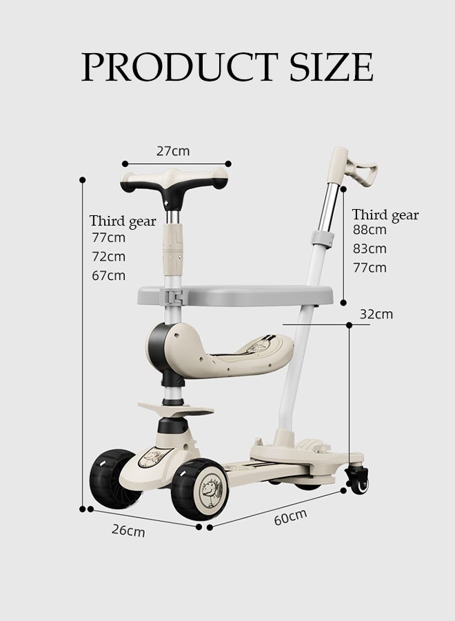 DUNISO سكوتر أطفال قابل للطي 3 في 1 مع 3 ارتفاعات قابلة للتعديل ومقعد قابل للتقليب وسكوتر ثلاثي العجلات للأطفال مع درابزين كامل بزاوية 360° ومقبض دفع قابل للفصل لعربة الأطفال للجلوس أو الوقوف للركوب للأولاد والبنات من 3-8 سنوات - Image 4