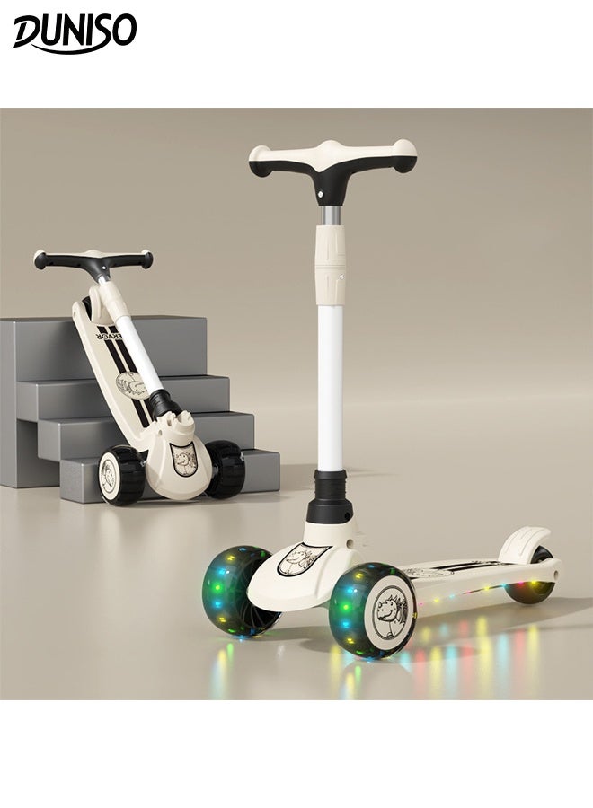 DUNISO سكوتر أطفال قابل للطي 3 في 1 مع 3 ارتفاعات قابلة للتعديل ومقعد قابل للتقليب وسكوتر ثلاثي العجلات للأطفال مع درابزين كامل بزاوية 360° ومقبض دفع قابل للفصل لعربة الأطفال للجلوس أو الوقوف للركوب للأولاد والبنات من 3-8 سنوات - Image 1