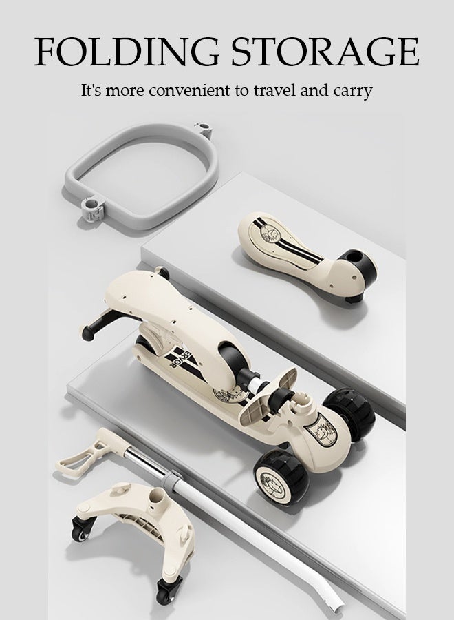 DUNISO سكوتر أطفال قابل للطي 3 في 1 مع 3 ارتفاعات قابلة للتعديل ومقعد قابل للتقليب وسكوتر ثلاثي العجلات للأطفال مع درابزين كامل بزاوية 360° ومقبض دفع قابل للفصل لعربة الأطفال للجلوس أو الوقوف للركوب للأولاد والبنات من 3-8 سنوات - Image 5