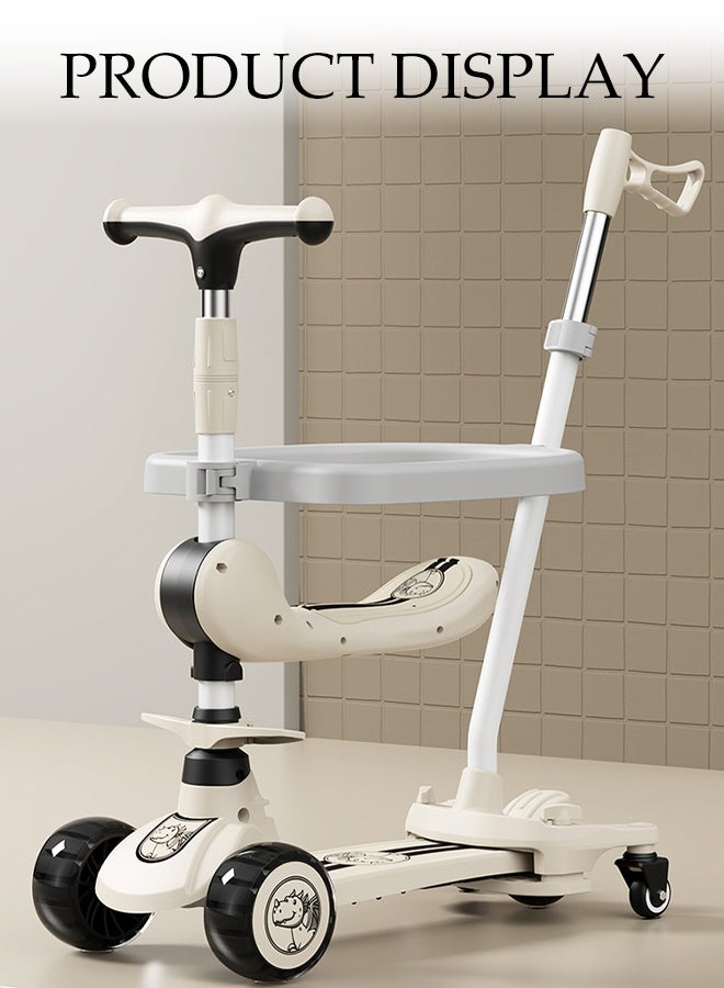 DUNISO سكوتر أطفال قابل للطي 3 في 1 مع 3 ارتفاعات قابلة للتعديل ومقعد قابل للتقليب وسكوتر ثلاثي العجلات للأطفال مع درابزين كامل بزاوية 360° ومقبض دفع قابل للفصل لعربة الأطفال للجلوس أو الوقوف للركوب للأولاد والبنات من 3-8 سنوات - Image 2