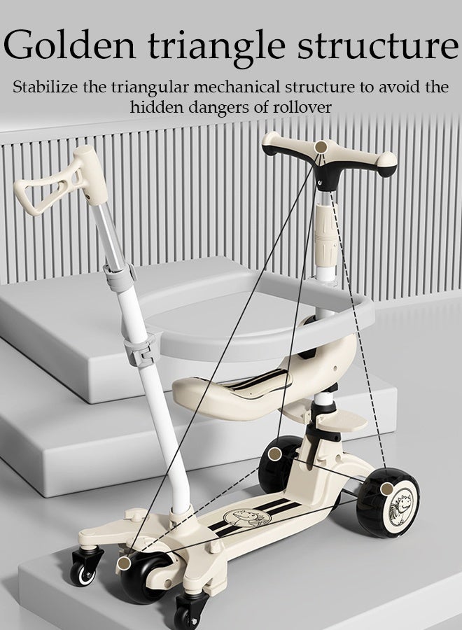 DUNISO سكوتر أطفال قابل للطي 3 في 1 مع 3 ارتفاعات قابلة للتعديل ومقعد قابل للتقليب وسكوتر ثلاثي العجلات للأطفال مع درابزين كامل بزاوية 360° ومقبض دفع قابل للفصل لعربة الأطفال للجلوس أو الوقوف للركوب للأولاد والبنات من 3-8 سنوات - Image 3