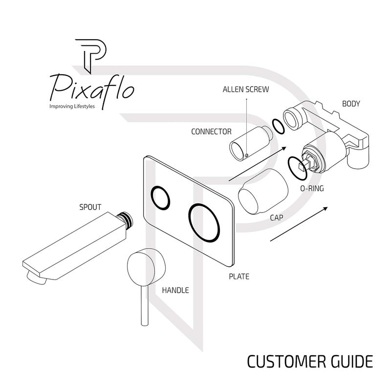 Pixaflo Concealed Single Lever Basin Mixer with Exposed Parts Kit Complete Set Vocal - Image 4