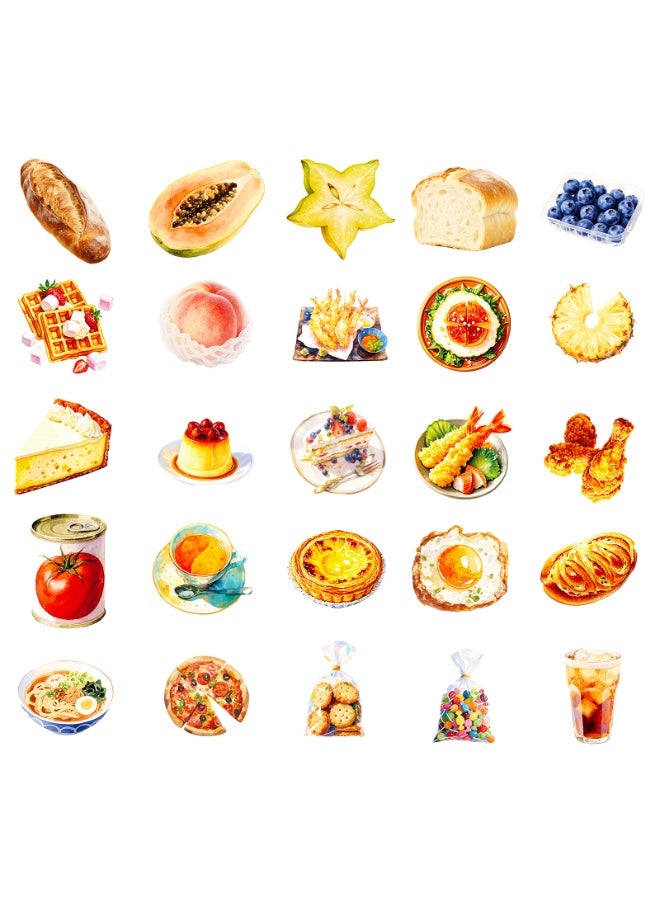 Cute Food Stickers for Kids 50 PCS Yummy Food Stickers Hotdog Cake Pizza Cake Bread Waterproof Vinyl Stickers for Water Bottle Laptop Skateboard - Image 3