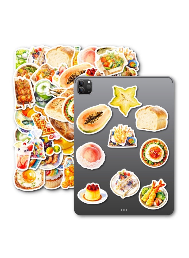 Cute Food Stickers for Kids 50 PCS Yummy Food Stickers Hotdog Cake Pizza Cake Bread Waterproof Vinyl Stickers for Water Bottle Laptop Skateboard - Image 5