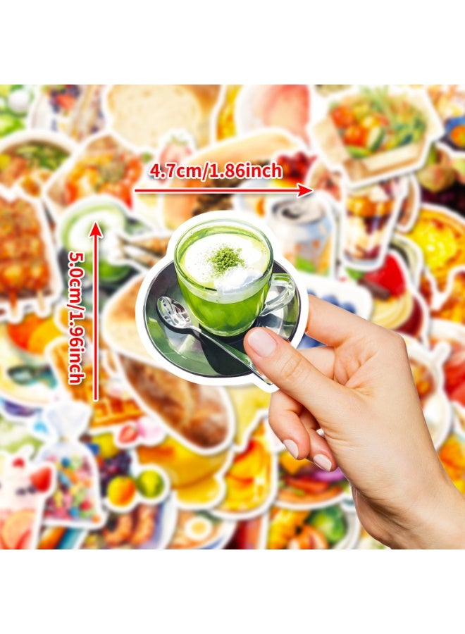 Cute Food Stickers for Kids 50 PCS Yummy Food Stickers Hotdog Cake Pizza Cake Bread Waterproof Vinyl Stickers for Water Bottle Laptop Skateboard - Image 4