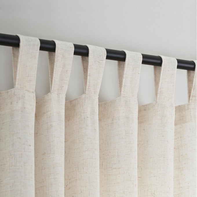 NATURAL LINEN SEMI SHEER CURTAINS TAB TOP LIGHT FILTERING ELEGANT CURTAINS DRAPES FOR BEDROOM 52 X 63 INCH LENGTH SET OF 2 PANELS