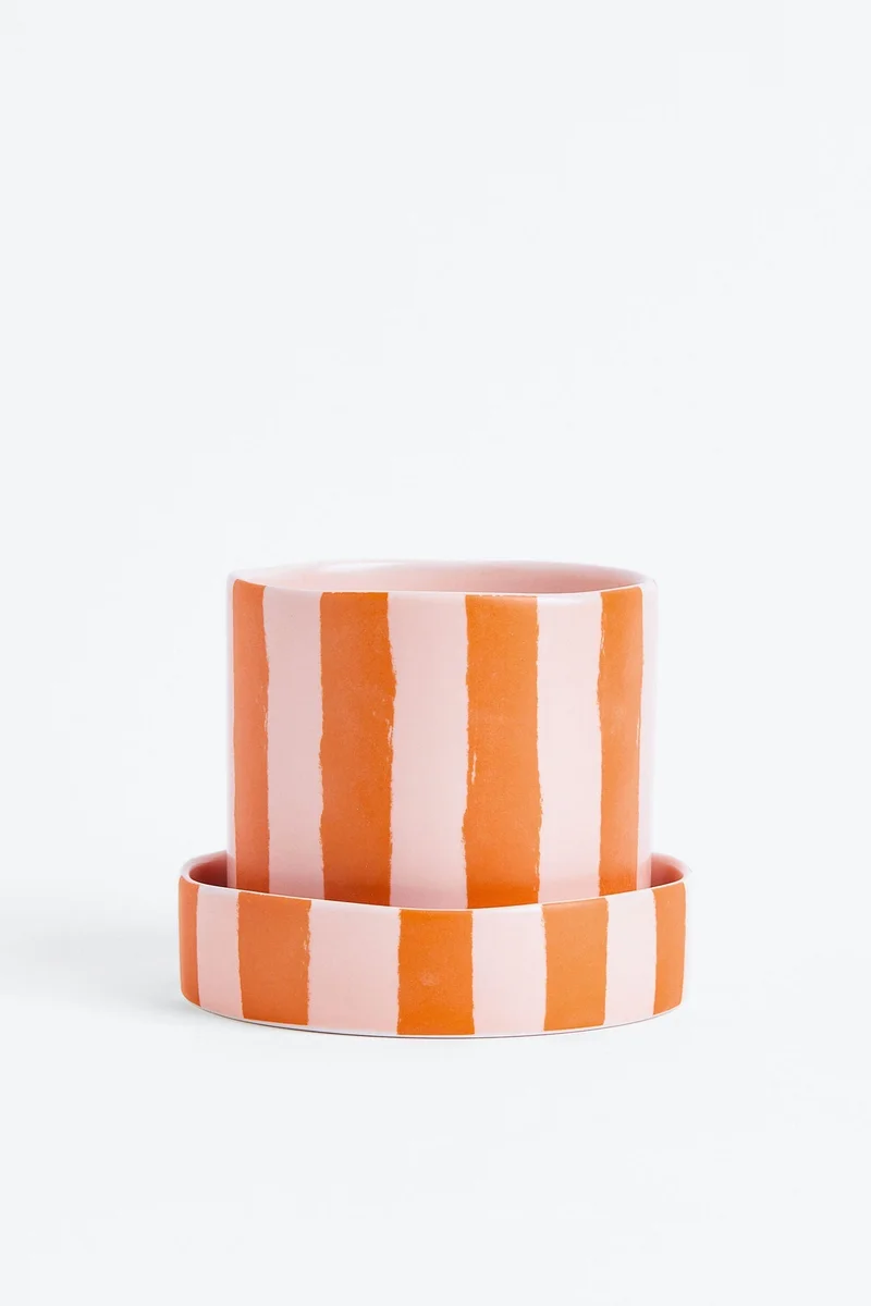 H&M Patterned plant pot and saucer