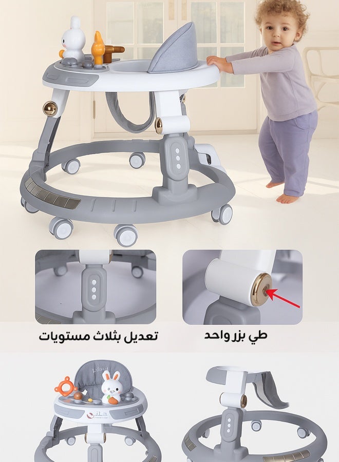 هيبوبي مشاية أطفال، مشاية دائرية مزودة بمقبض دفع للأهل، 4 مستويات لارتفاع المقعد، مشاية دفع للأطفال مزودة بصينية وشريط ألعاب موسيقية، مناسبة للأطفال من عمر 6 إلى 18 شهرًا، للبنين والبنات. - Image 2