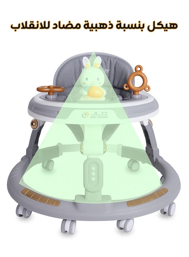 هيبوبي مشاية أطفال، مشاية دائرية مزودة بمقبض دفع للأهل، 4 مستويات لارتفاع المقعد، مشاية دفع للأطفال مزودة بصينية وشريط ألعاب موسيقية، مناسبة للأطفال من عمر 6 إلى 18 شهرًا، للبنين والبنات. - Image 4