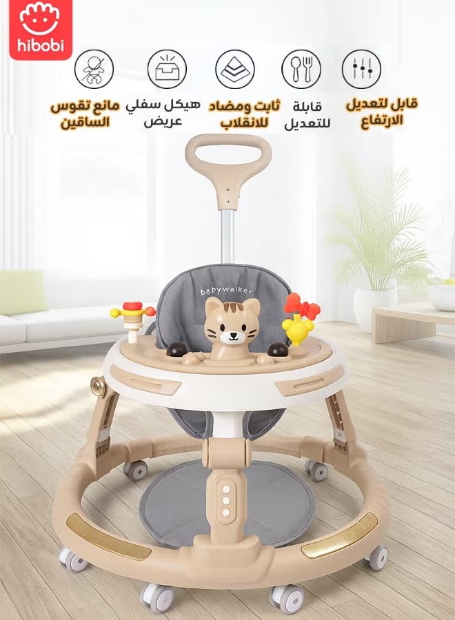 هيبوبي مشاية أطفال، مشاية دائرية مزودة بمقبض دفع للأهل، 4 مستويات لارتفاع المقعد، مشاية دفع للأطفال مزودة بصينية وشريط ألعاب موسيقية، مناسبة للأطفال من عمر 6 إلى 18 شهرًا، للبنين والبنات. - Image 1