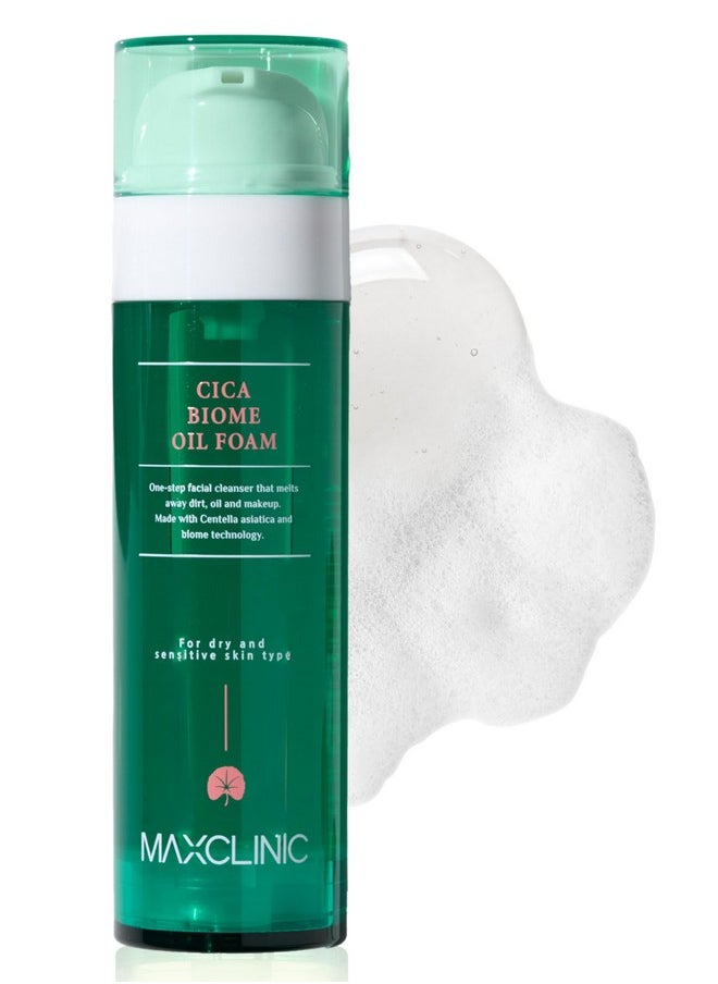 maxclinic - [Kbeauty] Cica Biome Cleansing Oil To Foam Daily Face Wash Oil Based Cleanser To Foam Korean Oil Foaming Face Cleanser Hydrating Facial Cleanser For Dry Sensitive Skin (3.72 Fl Oz) - Image 1