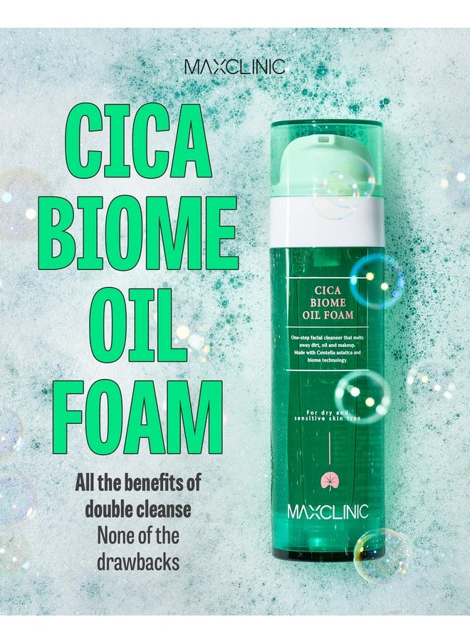maxclinic - [Kbeauty] Cica Biome Cleansing Oil To Foam Daily Face Wash Oil Based Cleanser To Foam Korean Oil Foaming Face Cleanser Hydrating Facial Cleanser For Dry Sensitive Skin (3.72 Fl Oz) - Image 1