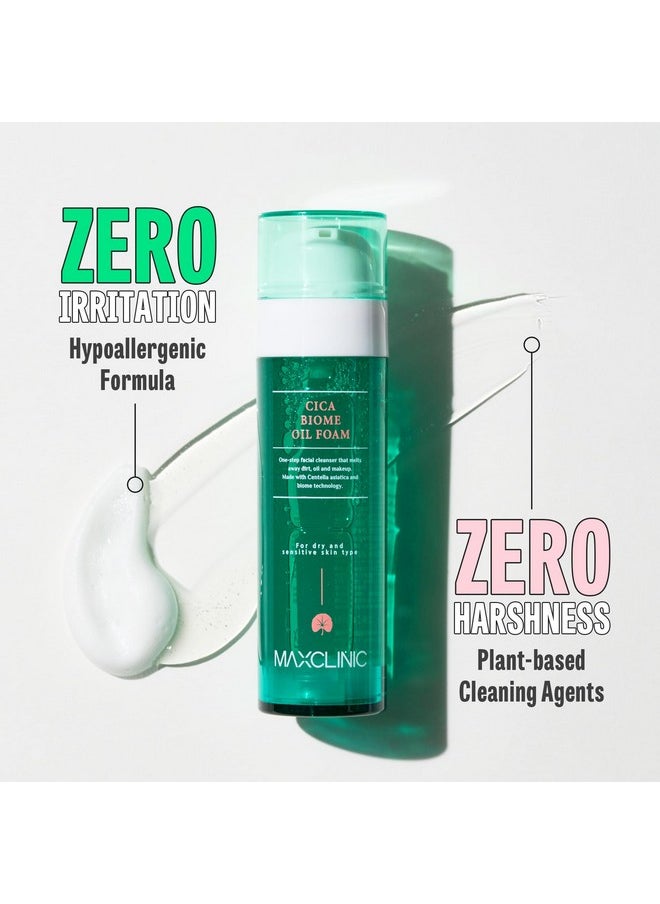 maxclinic - [Kbeauty] Cica Biome Cleansing Oil To Foam Daily Face Wash Oil Based Cleanser To Foam Korean Oil Foaming Face Cleanser Hydrating Facial Cleanser For Dry Sensitive Skin (3.72 Fl Oz) - Image 1