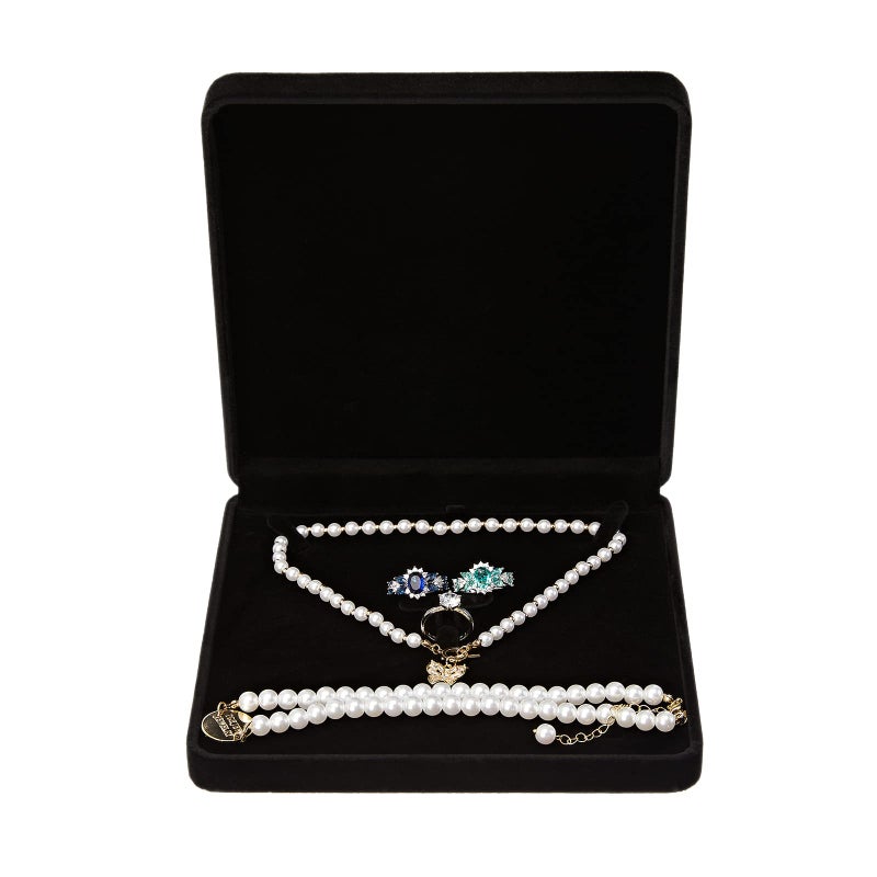 LETURE Velvet Jewelry Set Box, Velvet Gift Box for Bracelet Necklace Earring Ring (Black) - Image 4