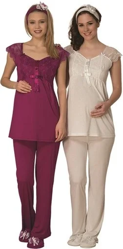 Mecit 1613 Pregnant Maternity Hanging Lacy Maternity Pajamas