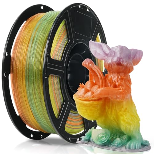 FLASHFORGE Translucent Glitter PLA Crystal Summer Reverie Rainbow Filament, Shiny Sparkling Gradient 3D Printer Filament, Fast Color Change Between Green Yellow Orange Purple, Adjustable Transparency - Image 1