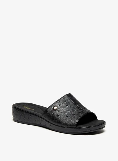 Flora Bella By Shoexpress Womens Textured Slip-On Flatform Sandals