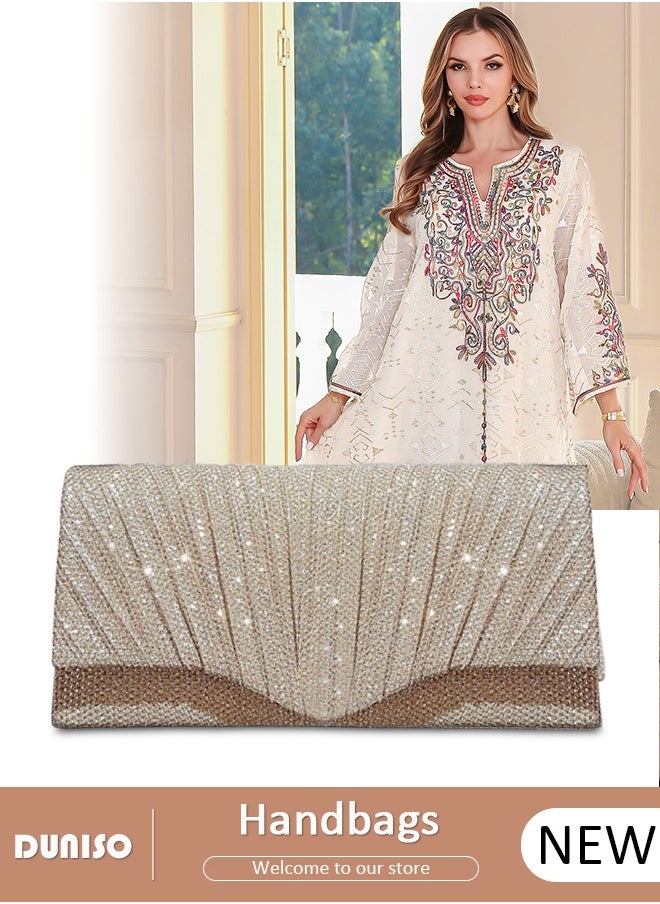 DUNISO Women Shiny Glitter Evening Clutch Bag Envelope Handbag Chain Purse Bag Crossbody Bag for Wedding Formal Cocktail Party  - Image 1