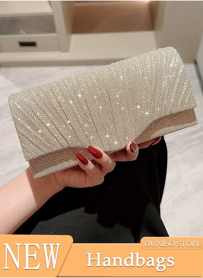 DUNISO - Women Shiny Glitter Evening Clutch Bag Envelope Handbag Chain Purse Bag Crossbody Bag for Wedding Formal Cocktail Party - Image 1