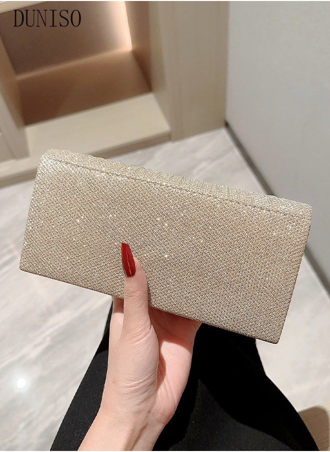 DUNISO - Women Shiny Glitter Evening Clutch Bag Envelope Handbag Chain Purse Bag Crossbody Bag for Wedding Formal Cocktail Party - Image 1