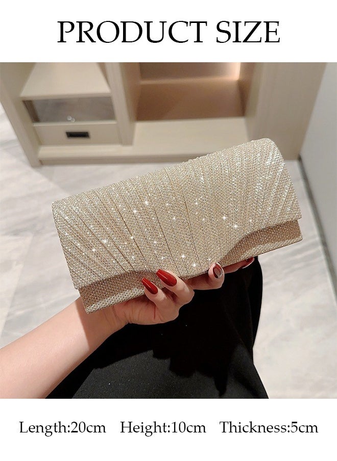 DUNISO - Women Shiny Glitter Evening Clutch Bag Envelope Handbag Chain Purse Bag Crossbody Bag for Wedding Formal Cocktail Party - Image 1