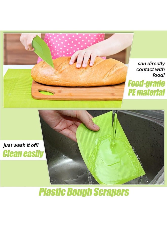 3 Pcs Dough Scraper Bowl Scraper, Food Safe Plastic Dough Cutter Flexible Plastic Scraper, Practical Bench Scraper Multipurpose Food Scrappers for Dough Cake (Green+Pink+White) - Image 4