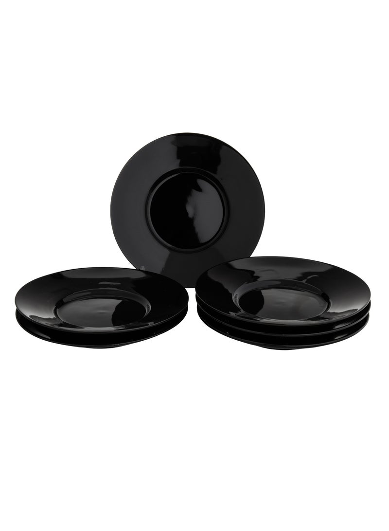 هيك طقم أطباق حلويات بورسلين مسطحة 6 قطع، أسود، 15.5x15.5 سم - Image 1