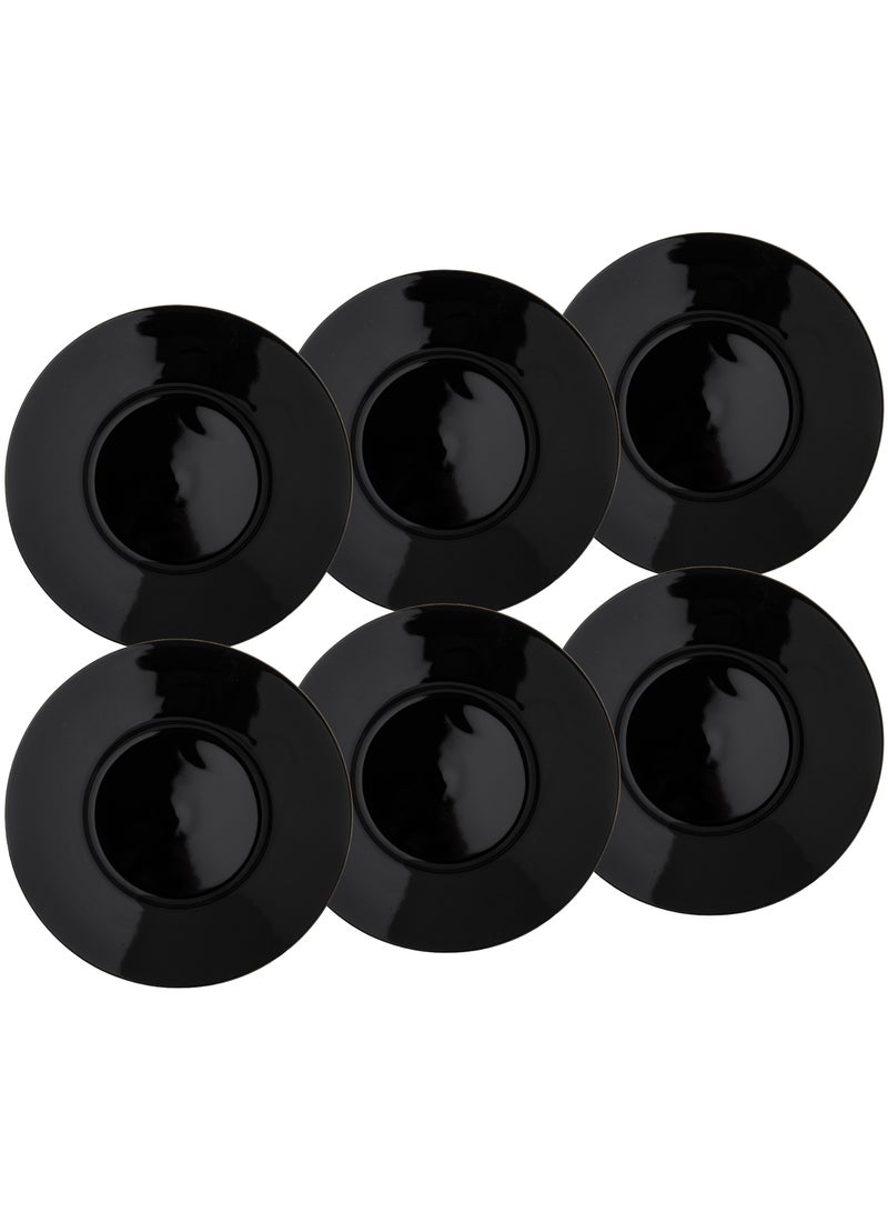 هيك طقم أطباق حلويات بورسلين مسطحة 6 قطع، أسود، 15.5x15.5 سم - Image 2