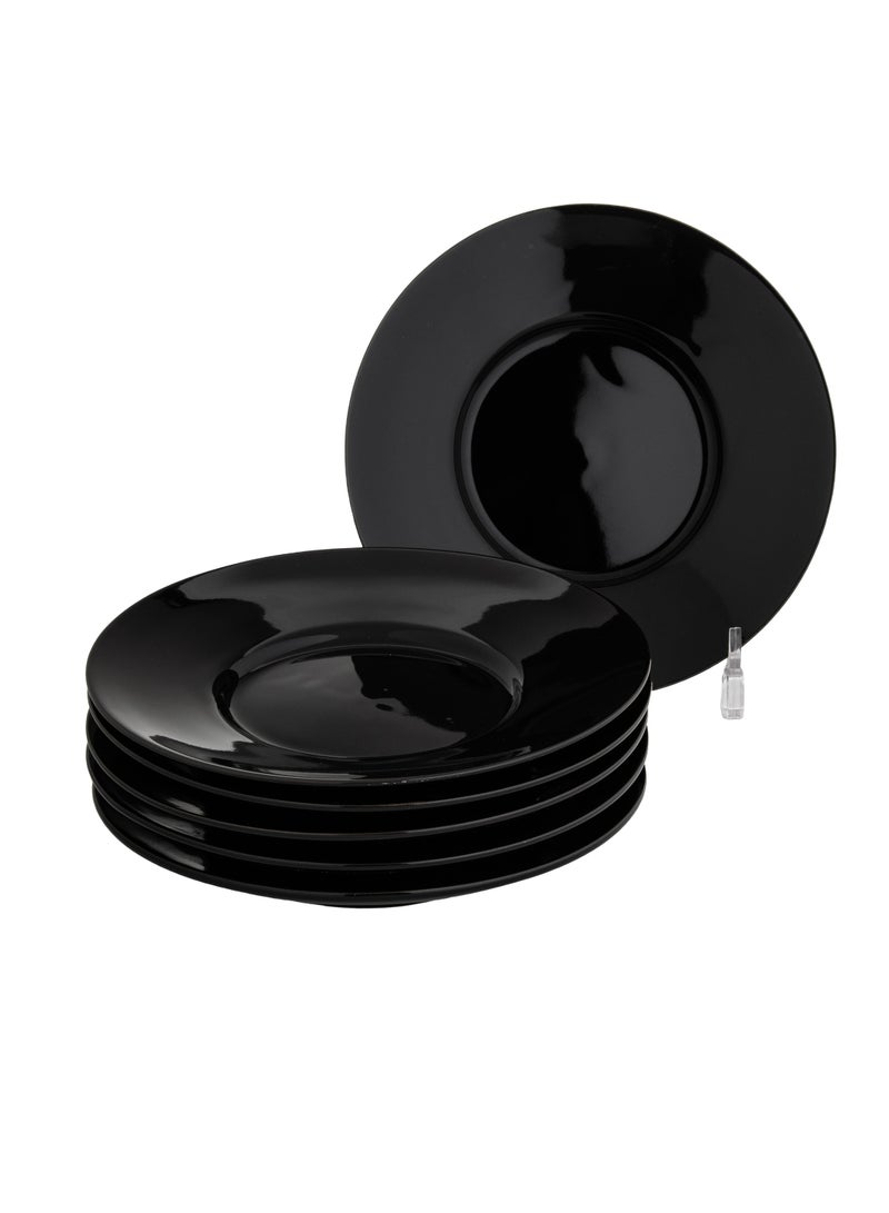 هيك طقم أطباق حلويات بورسلين مسطحة 6 قطع، أسود، 15.5x15.5 سم - Image 3
