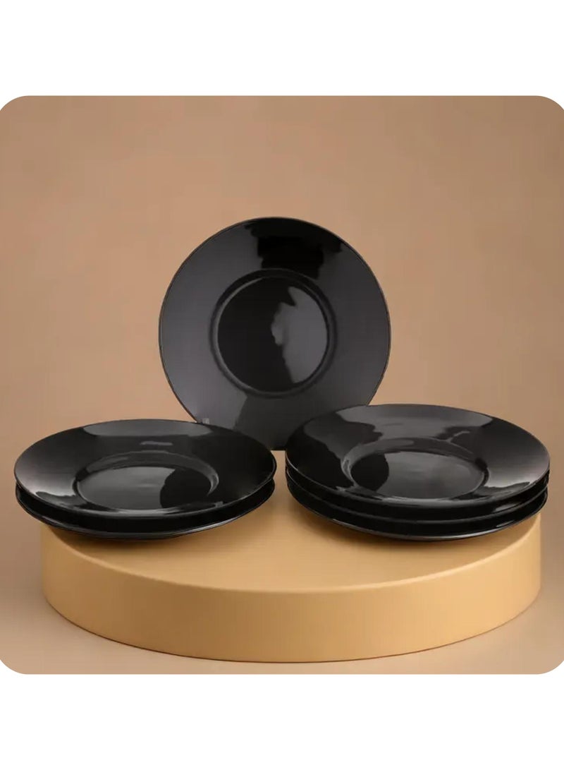 هيك طقم أطباق حلويات بورسلين مسطحة 6 قطع، أسود، 15.5x15.5 سم - Image 4
