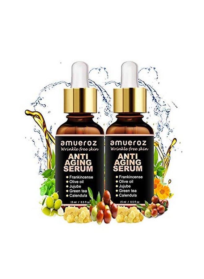 Amueroz سيروم مضاد للشيخوخة من الذهب عيار 24 قيراط؛ سيروم كولاجين نشط مضاد للتجاعيد؛ عبوة من اثنين من سيروم فيتامين C سعة 15 مل - Image 1