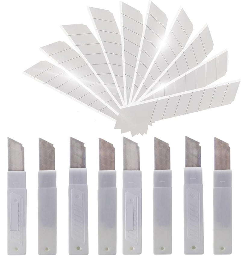 Faded 18mm Replacement Paper Cutter Blades – Heavy Duty Stainless Steel Utility Knife Refills – Sharp, Durable Snap-Off Blades for Office, Warehouse, Craft, and DIY Cutting Tools (Pack of 80pcs) - Image 1