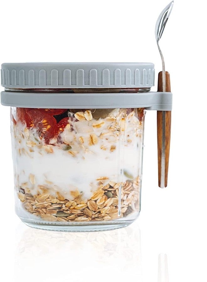 WEZOSHINET Plastic Oat Container With Lid And Spoon Jar Set Large Airtight Oatmeal Container With Measure Marks Cereal, Milk, Vegetable & Fruit Salad Storage Containers Leakproof (350Ml, Multicolor) - Image 1