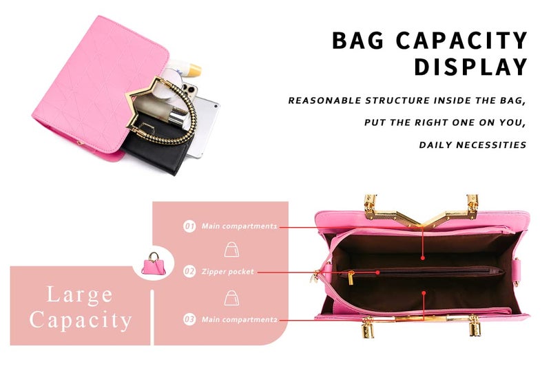 JHVYF Light Pink Purse Womens Handbag Top Handle Shoulder Bag Tote Satchel Purse Work Bag V067 - Image 3