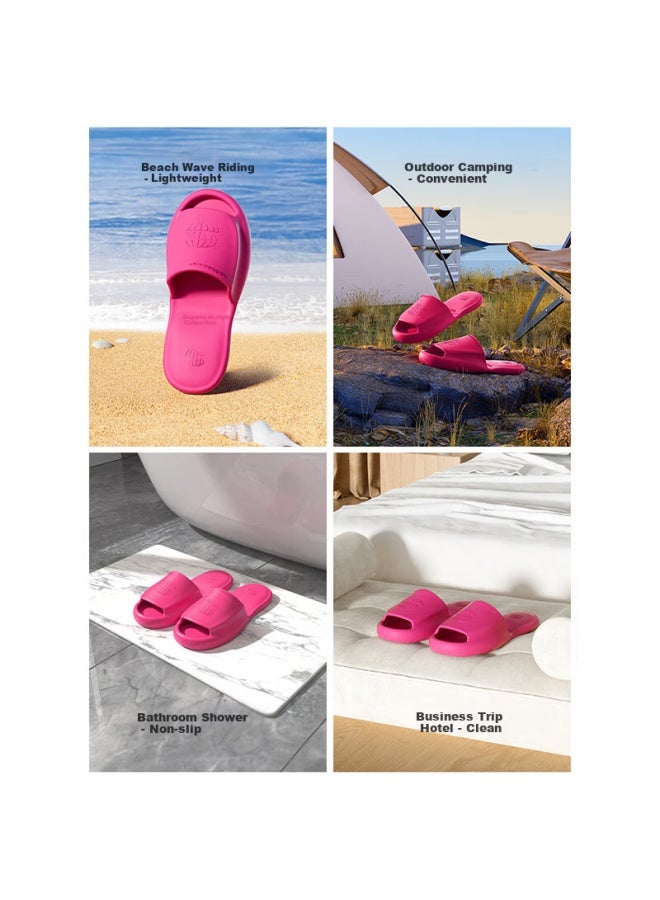 Chikoku Foldable Portable Travel Hotel Shower Slippers For Men And Women, Light Pink, Size S - Image 2