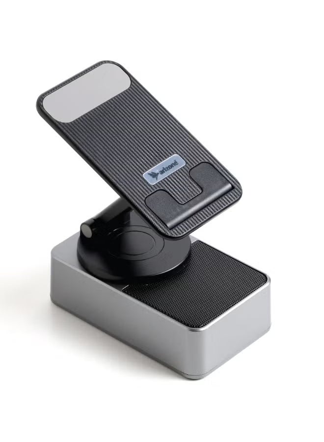 arizone AS2 Aluminum 360° Foldable Mobile Holder Speaker with 10‑Hour Battery, Black - Image 1